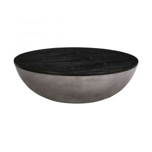 Armen Living - Melody Round Coffee Table in Concrete and Black Brushed Oak - LCMFCOCCBL