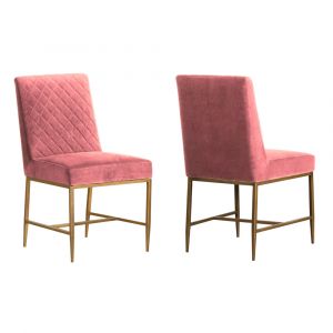 Armen Living - Memphis Pink Velvet and Antique Brass Accent Dining Chair (Set of 2) - LCMMSIPNK