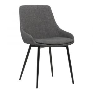 Armen Living - Mia Contemporary Dining Chair in Charcoal Fabric with Black Powder Coated Metal Legs - LCMICHCH
