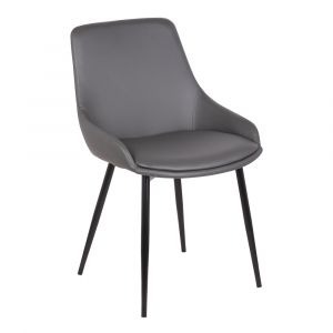 Armen Living - Mia Contemporary Dining Chair in Gray Faux Leather with Black Powder Coated Metal Legs - LCMICHGREY