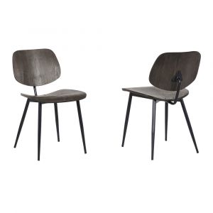 Armen Living - Miki Mid-Century Black and Walnut Wood Dining Accent Chairs (Set of 2) - LCMKSIWA