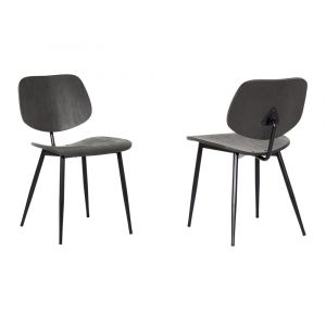 Armen Living - Miki Mid-Century Black Wood Dining Accent Chairs (Set of 2) - LCMKSIBL