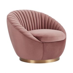 Armen Living - Mitzy Blush Velvet Swivel Accent Chair with Gold Base - LCMTCHBLUSH