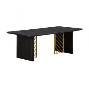 Armen Living - Monaco Black Wood Coffee Table with Antique Brass Accent - LCMOCOBL