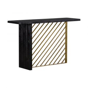 Armen Living - Monaco Black Wood Console Table with Antique Brass Accent - LCMOCNBL