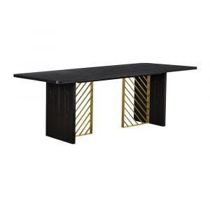 Armen Living - Monaco Black Wood Dining Table with Antique Brass Accent - LCMODIBL