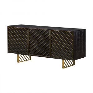 Armen Living - Monaco Rectangular Black Wood Sideboard with Antique Brass Accent - LCMOBUBL