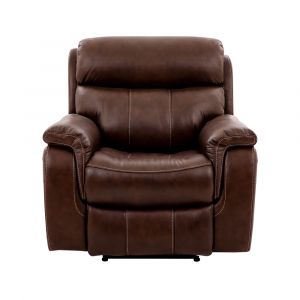 Armen Living - Montague Dual Power Headrest and Lumbar Support Recliner Chair in Genuine Brown Leather - LCMN1BR