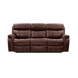 Armen Living - Montague Dual Power Headrest and Lumbar Support Reclining Sofa in Genuine Brown Leather - LCMN3BR