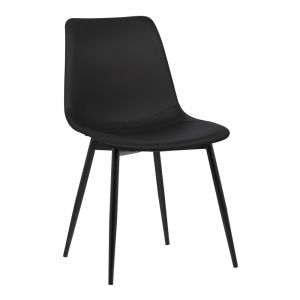 Armen Living  - Monte Contemporary Dining Chair in Black Faux Leather with Black Powder Coated Metal Legs - LCMOCHBLACK