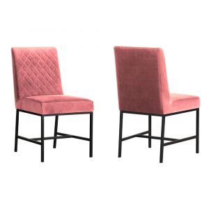 Armen Living - Napoli Pink Velvet and Black Leg Modern Accent Dining Chair (Set of 2) - LCNPSIPNK