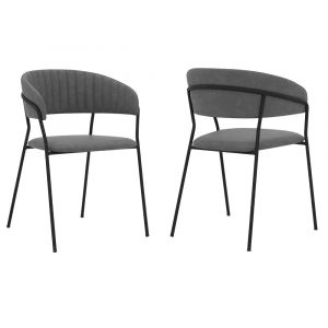 Armen Living - Nara Modern Gray Faux Leather and Metal Dining Room Chairs (Set of 2) - LCNRSIBLGR
