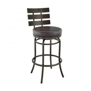 Armen Living - Natya Swivel Counter or Bar Stool in Mocha Finish with Brown Faux Leather - 840254333673