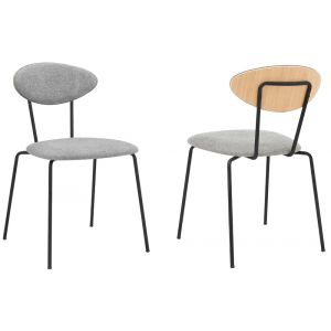 Armen Living - Neo Modern Gray Fabric and Black Metal Dining Room Chairs (Set of 2) - LCNESIBLGR
