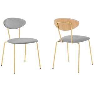 Armen Living - Neo Modern Gray Velvet and Gold Metal Leg Dining Room Chairs (Set of 2) - LCNESIGLGRY