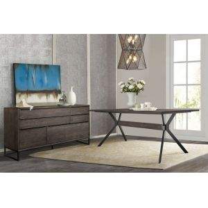 Armen Living - Nevada Rustic 2 piece set with Dining Table and Sideboard in Dark Brown  - SETNVDISMK2A