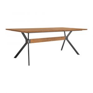 Armen Living - Nevada Rustic Oak Wood Trestle Base Dining Table in Balsamico - LCNVDIBAL