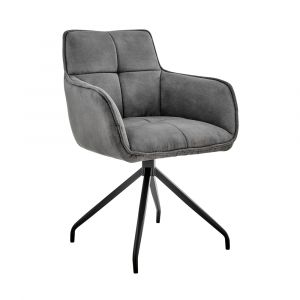 Armen Living - Noah Dining Room Accent Chair in Charcoal Fabric and Black Metal Legs - LCNHCHCHA