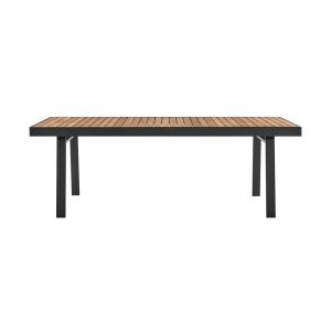 Armen Living - Nofi Outdoor Patio Dining Table in Charcoal Finish with Teak Wood Top - LCNODIGR