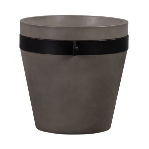 Armen Living - Obsidian Medium Indoor or Outdoor Planter in Grey Concrete with Black Accent - LCOBPLGRBL