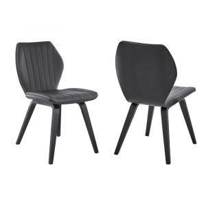 Armen Living - Ontario Gray Faux Leather and Black Wood Dining Chairs (Set of 2) - LCONSIBLGR