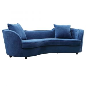 Armen Living - Palisade Contemporary Sofa in Blue Velvet with Brown Wood Legs - LCPA3BLUE