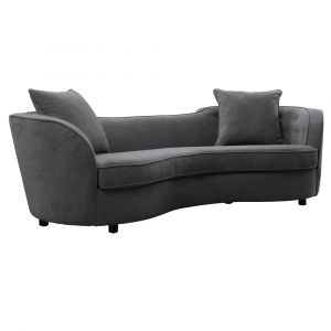 Armen Living - Palisade Contemporary Sofa in Gray Velvet with Brown Wood Legs - LCPA3GREY