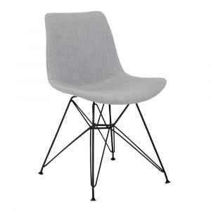 Armen Living - Palmetto Contemporary Dining Chair in Gray Fabric with Black Metal Legs - LCPLCHBLGR