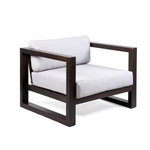 Armen Living - Paradise Outdoor Dark Eucalyptus Wood Lounge Chair with Grey Cushions - LCPRCHLADK