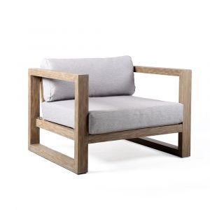 Armen Living - Paradise Outdoor Light Eucalyptus Wood Lounge Chair with Grey Cushions - LCPRCHLALT