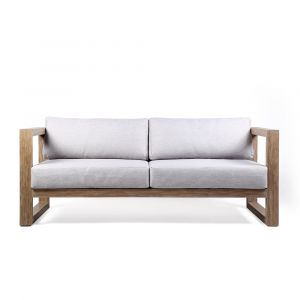 Armen Living - Paradise Outdoor Light Eucalyptus Wood Sofa with Grey Cushions - LCPRSOLALT