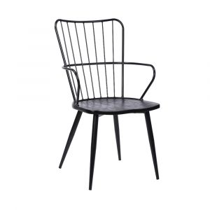 Armen Living - Parisa High Back Steel Framed Side Chair in Black Powder Coated Finish and Black Brushed Wood - LCPRSIBLBL