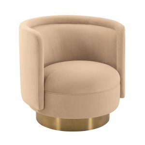 Armen Living - Peony Natrual Fabric Upholstered Sofa Accent Chair with Brushed Gold Legs - LCPECHNAT