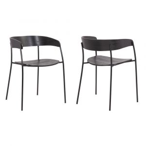 Armen Living - Perry Wood and Metal Modern Dining Room Chairs (Set of 2) - LCPESIBLBL