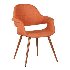 Armen Living - Phoebe Mid-Century Dining Chair in Walnut Finish and Orange Fabric - LCPHSIWAOR