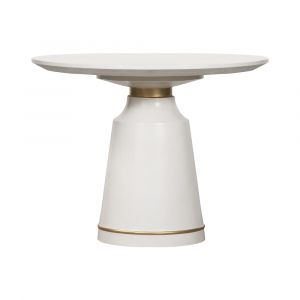 Armen Living - Pinni White Concrete Round Dining Table with Bronze Painted Accent - LCSPDIWH
