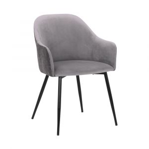 Armen Living - Pixie Dark Grey and Black Fabric Dining Room Chair with Black Metal Legs - LCPXCHGR