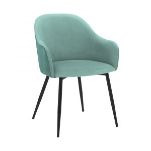 Armen Living - Pixie Two Tone Teal Fabric Dining Room Chair with Black Metal Legs - LCPXCHTL