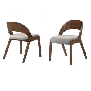 Armen Living - Polly Mid-Century Gray Upholstered Dining Chairs in Walnut Finish (Set of 2) - LCPLSIGRWA