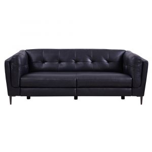 Armen Living - Primrose Contemporary Sofa in Dark Metal Finish and Navy Genuine Leather - LCPR3NV