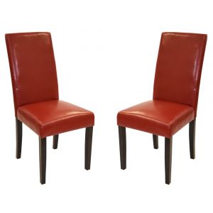 Armen Living - Red Bonded Leather Side Chair Md-014 (Set of 2) - LCMD014SIRE