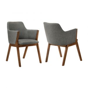 Armen Living - Renzo Charcoal Fabric and Walnut Wood Dining Side Chairs (Set of 2) - LCRESIWACH