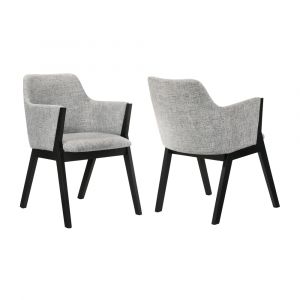 Armen Living - Renzo Light Gray Fabric and Black Wood Dining Side Chairs (Set of 2) - LCRESIBLGR