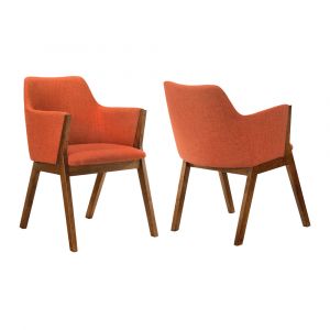 Armen Living - Renzo Orange Fabric and Walnut Wood Dining Side Chairs (Set of 2) - LCRESIWAOR