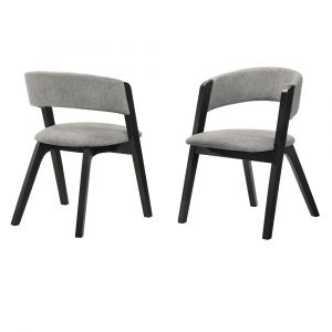Armen Living - Rowan Gray Upholstered Dining Chairs in Black Finish (Set of 2) - LCRWSIGRBL