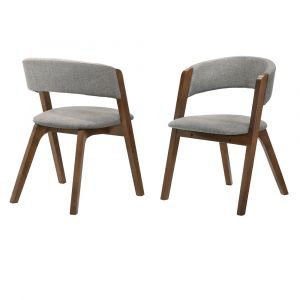Armen Living - Rowan Gray Upholstered Dining Chairs in Walnut Finish - Set of 2 - LCRWSIGRWA