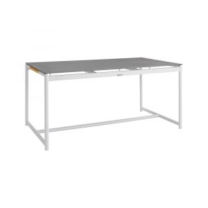 Armen Living - Royal White Aluminum and Teak Outdoor Dining Table with Stone Top - 840254332812