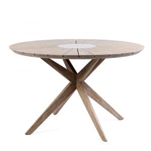 Armen Living - Sachi Outdoor Light Eucalyptus Wood and Concrete Round Dining Table - 840254333369