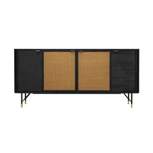 Armen Living - Saratoga Sideboard Buffet in Black Acacia with Rattan - LCSRBUBL