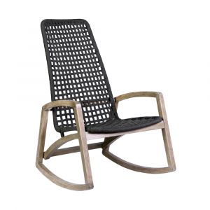 Armen Living - Sequoia Outdoor Patio Rocking Chair in Light Eucalyptus Wood and Charoal Rope - 840254332287